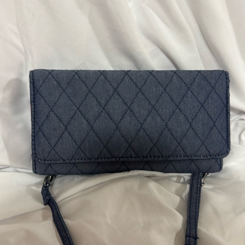 Vera Bradley Blue and Purple Crossbody Bag with Chain Strap